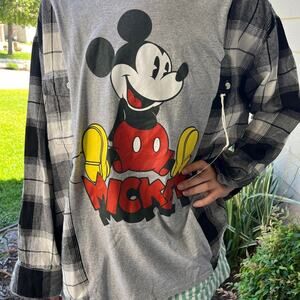Mickey Mouse Disney Upcycled Flannel shirt oversized